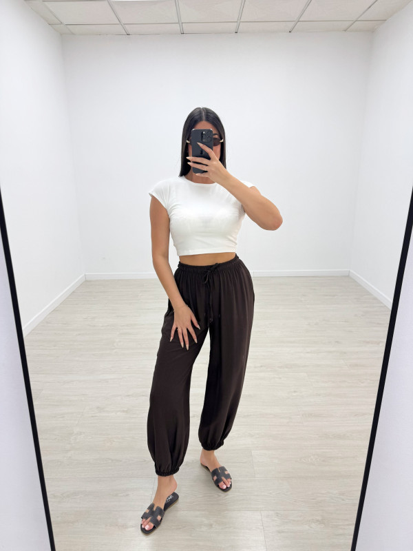 PANTALÓN GLOBO BASIC - MARRÓN