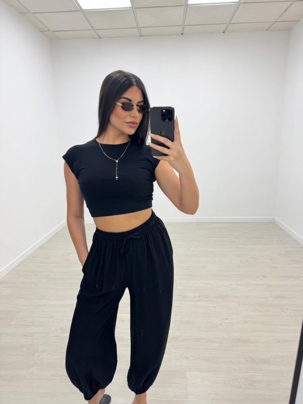 PANTALÓN GLOBO BASIC - NEGRO