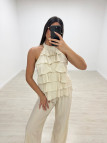 TOP HALTER VOLANTES - BEIGE