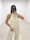 TOP HALTER VOLANTES - BEIGE