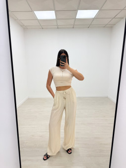 PANTALÓN EFECTO BAMBULA - BEIGE