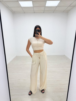 PANTALÓN EFECTO BAMBULA - BEIGE