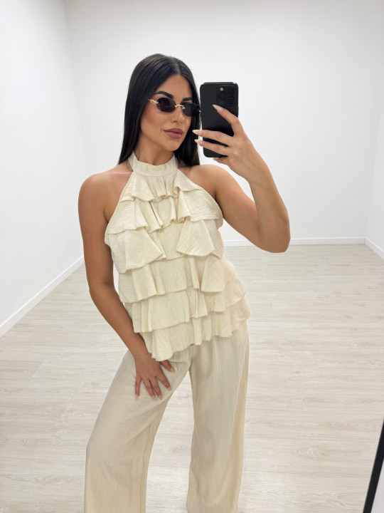 PANTALÓN EFECTO BAMBULA - BEIGE