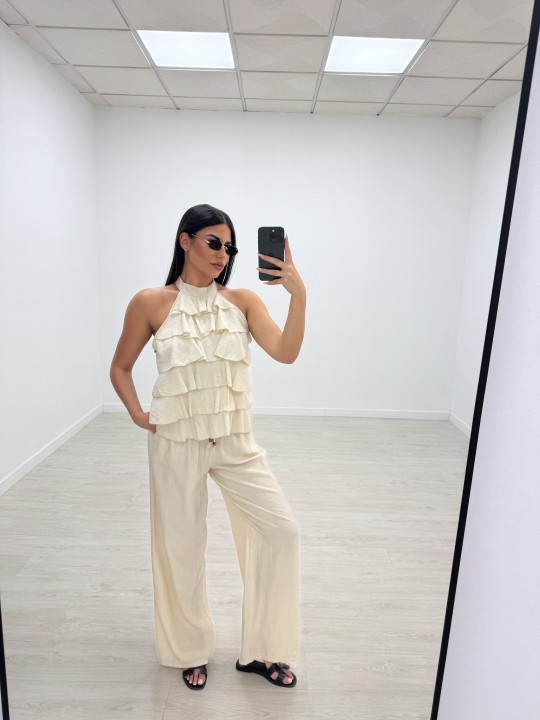 PANTALÓN EFECTO BAMBULA - BEIGE