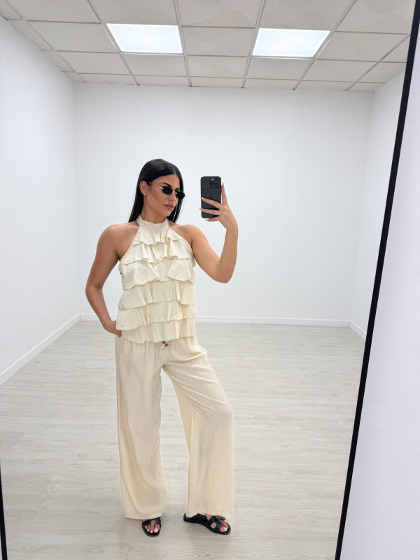 PANTALÓN EFECTO BAMBULA - BEIGE