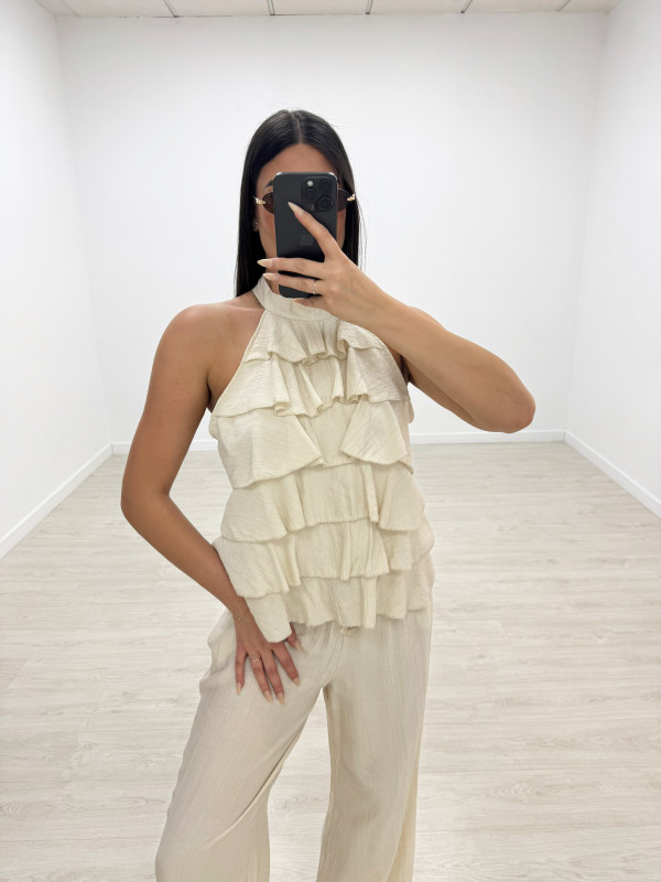 PANTALÓN EFECTO BAMBULA - BEIGE