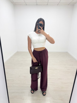 PANTALÓN EFECTO BAMBULA - BURDEOS