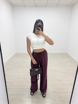PANTALÓN EFECTO BAMBULA - BURDEOS