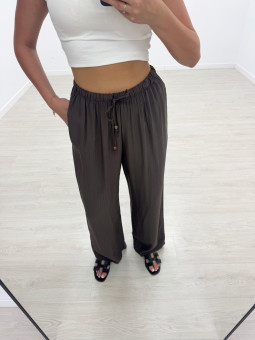 PANTALÓN EFECTO BAMBULA - TOUPE OSCURO