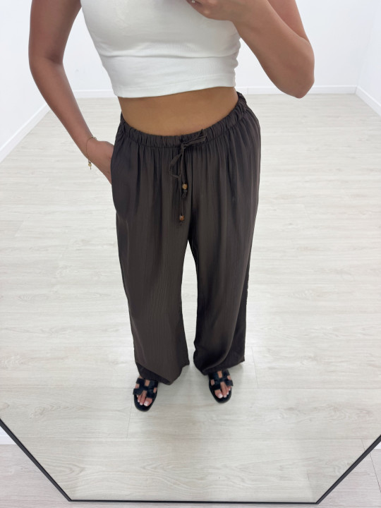 PANTALÓN EFECTO BAMBULA - TOUPE OSCURO