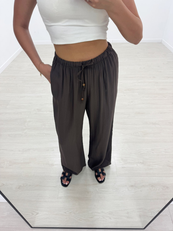 PANTALÓN EFECTO BAMBULA - TOUPE OSCURO