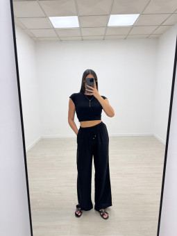 PANTALÓN EFECTO BÁMBULA - NEGRO