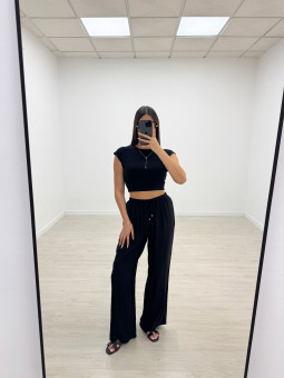 PANTALÓN EFECTO BÁMBULA - NEGRO