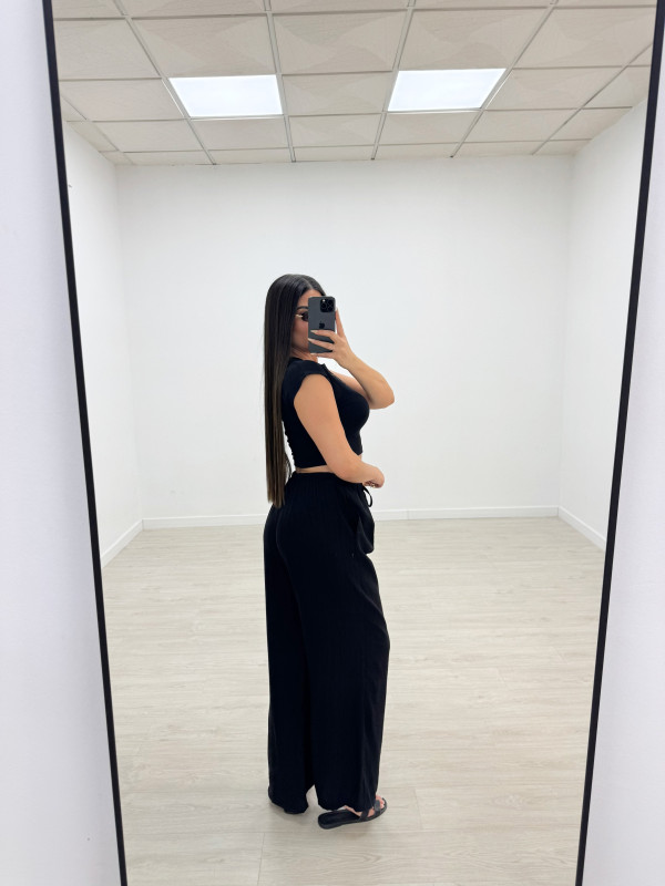 PANTALÓN EFECTO BÁMBULA - NEGRO