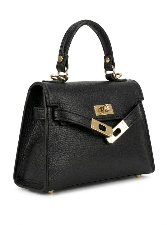 BOLSO MINI KELLY (PIEL 100%) - NEGRO