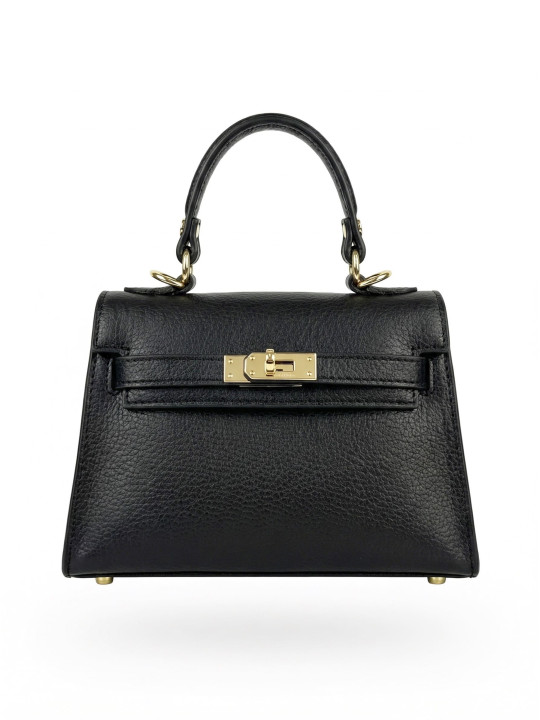 BOLSO MINI KELLY (PIEL 100%) - NEGRO