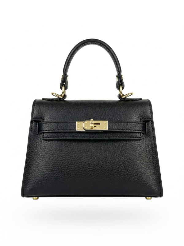 BOLSO MINI KELLY (PIEL 100%) - NEGRO