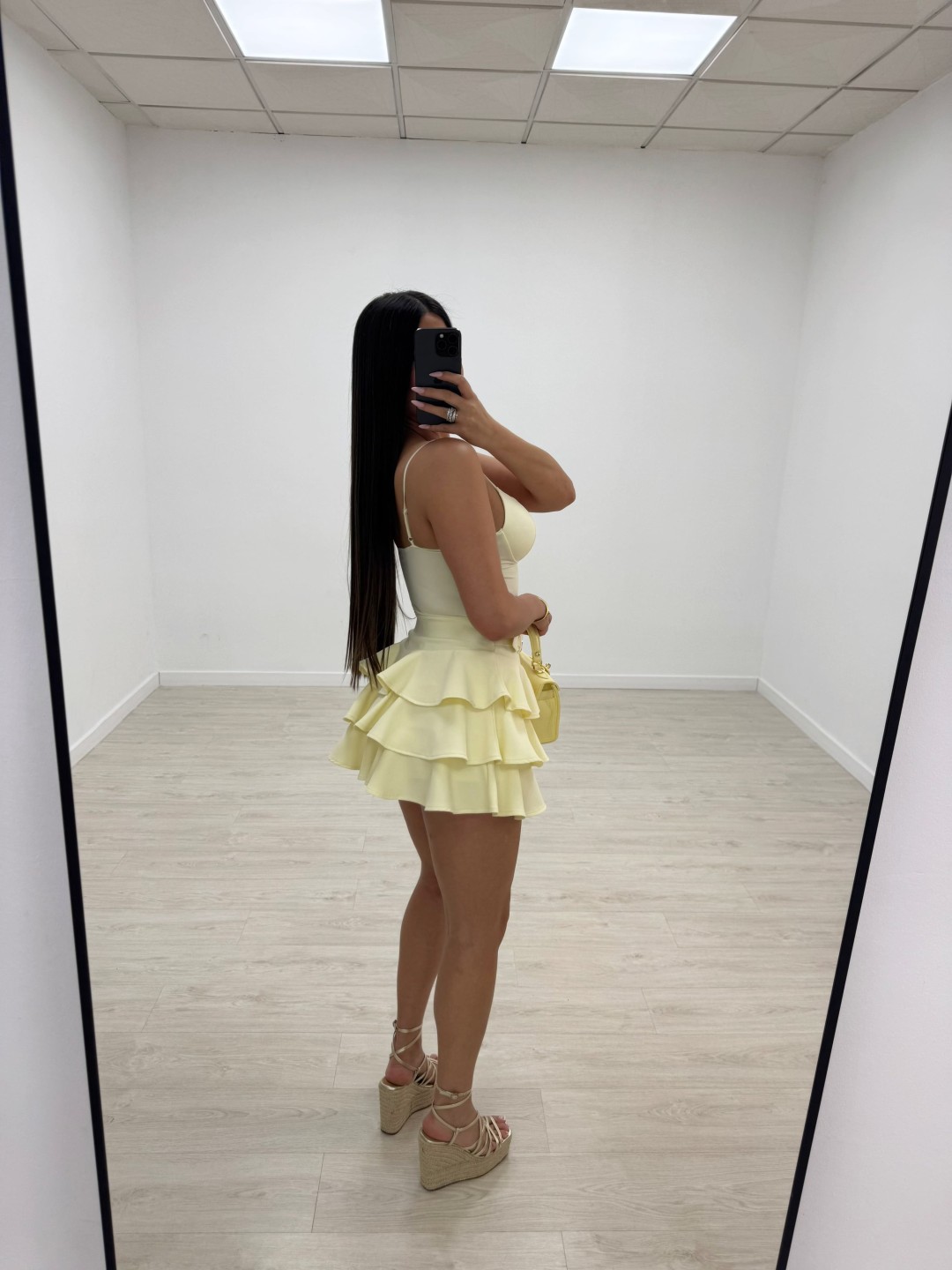 FALDA EXCLUSIVA VOLANTES - AMARILLA