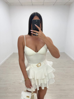 FALDA EXCLUSIVA VOLANTES - BLANCA