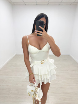 FALDA EXCLUSIVA VOLANTES - BLANCA