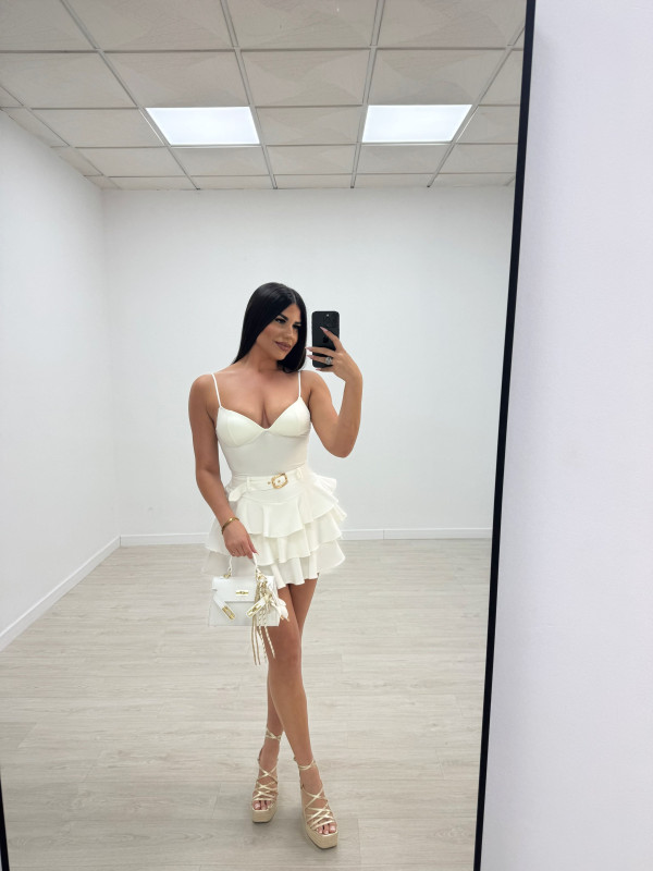 FALDA EXCLUSIVA VOLANTES - BLANCA