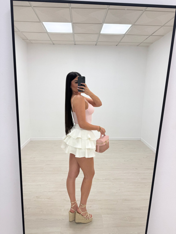 FALDA EXCLUSIVA VOLANTES - BLANCA
