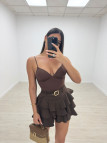 FALDA EXCLUSIVA VOLANTES - MARRÓN