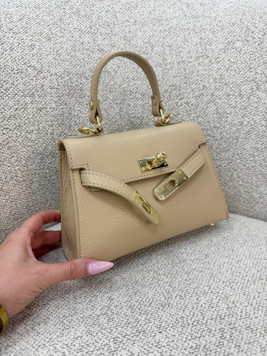 BOLSO MINI KELLY (PIEL 100%) - CAMEL