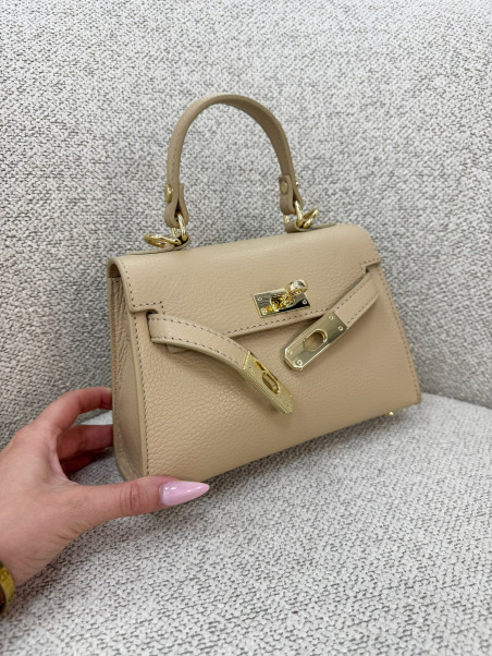 BOLSO MINI KELLY (PIEL 100%) - CAMEL