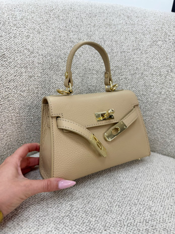 BOLSO MINI KELLY (PIEL 100%) - CAMEL
