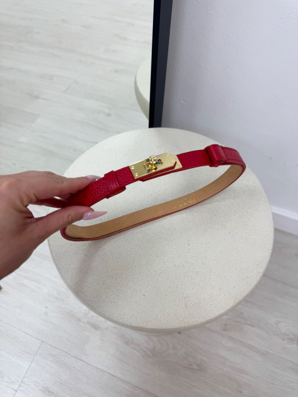 CINTURÓN HERMS (PIEL 100%) - ROJO