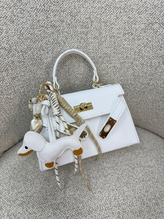 LLAVERO DOG (PIEL 100%) - BLANCO