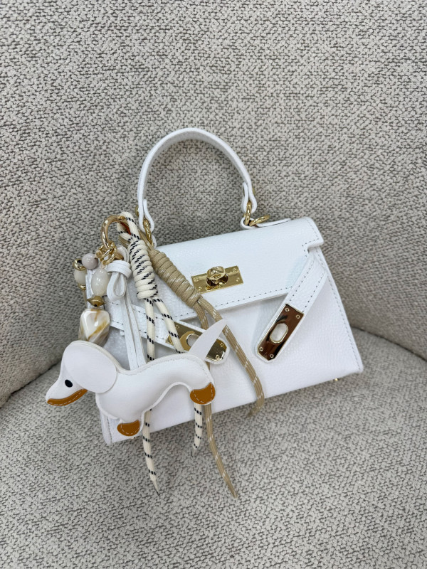 LLAVERO DOG (PIEL 100%) - BLANCO