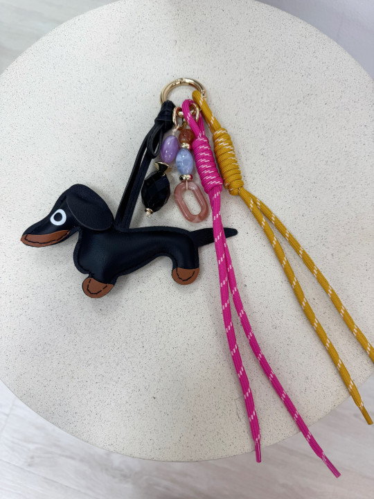 LLAVERO DOG (PIEL 100%) - NEGRO