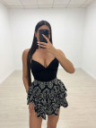 FALDA SANTORINI BORDADA - NEGRO