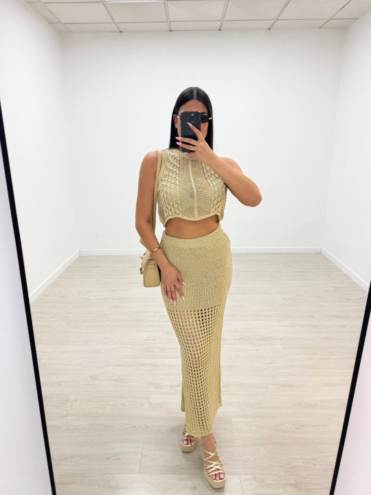 CONJUNTO CROCHET - DORADO