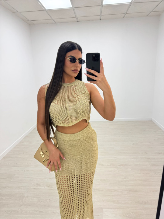 CONJUNTO CROCHET - DORADO
