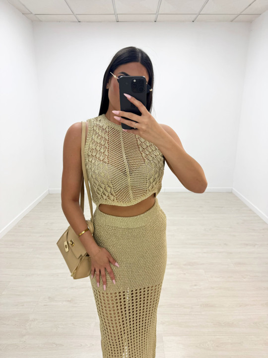 CONJUNTO CROCHET - DORADO