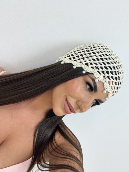 GORRO CROCHET PERLAS - BEIGE