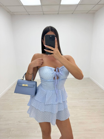 VESTIDO MINI SANTORINI - CELESTE