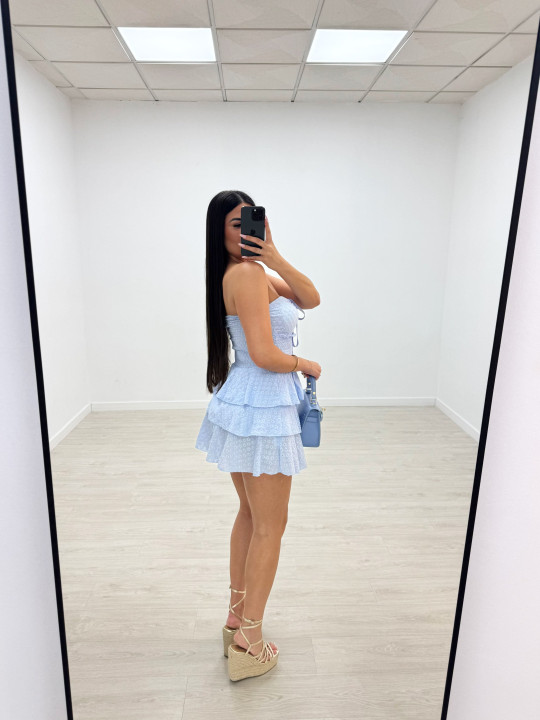 VESTIDO MINI SANTORINI - CELESTE