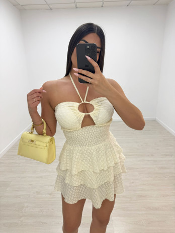 VESTIDO MINI SANTORINI - CREMA
