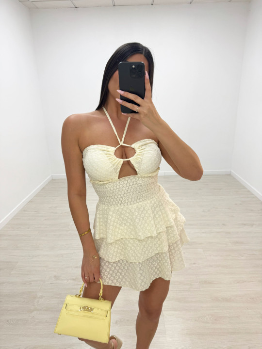 VESTIDO MINI SANTORINI - CREMA