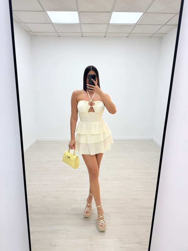 VESTIDO MINI SANTORINI - CREMA