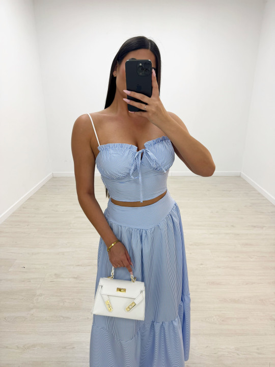 CONJUNTO FALDA POPELÍN RAYAS