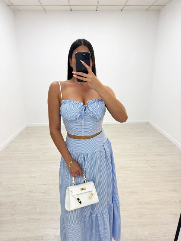 CONJUNTO FALDA POPELÍN RAYAS