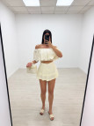 TOP BARDOT BORDADO - BEIGE