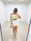 TOP BARDOT BORDADO - BLANCO Y BEIGE