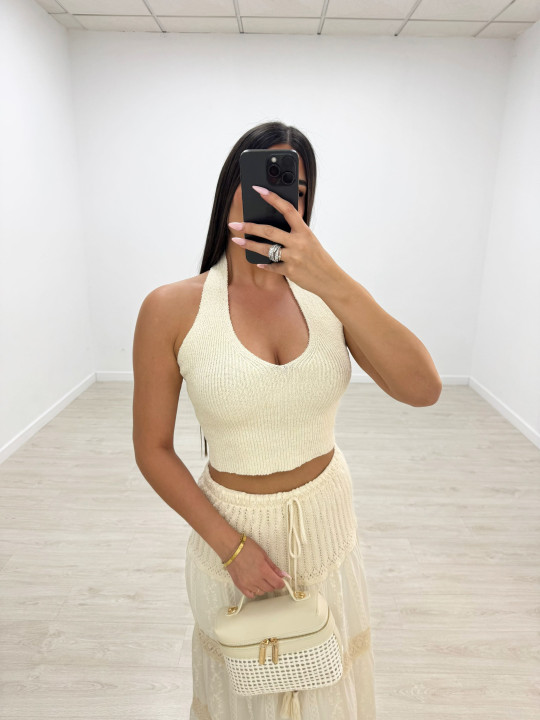 FALDA CROCHET BEIGE