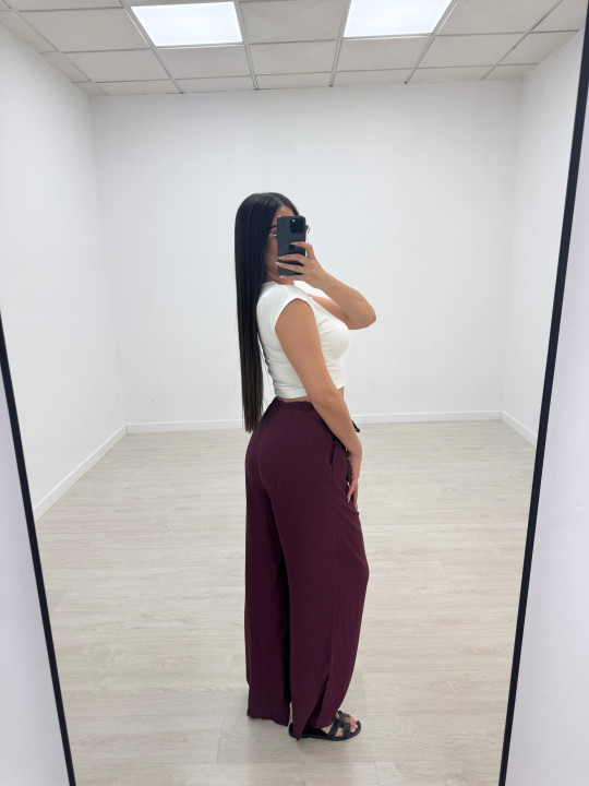 PANTALÓN EFECTO BAMBULA - BURDEOS